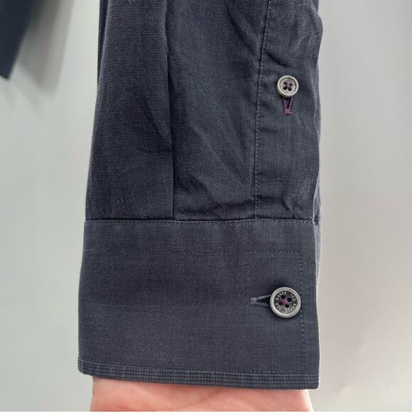 Ted Baker London Slate Gray Long Sleeve Casual Preppy Button Up Shirt Size Large - Picture 3 of 7